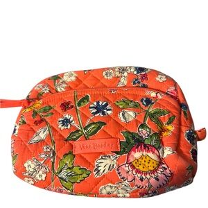 NWOT Vera Bradley Vibrant Floral orange Cosmetic Bag plastic lined so cute